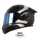 Casco Ls2 Ff810 Vision Negro Gris Visor Iridium Azul